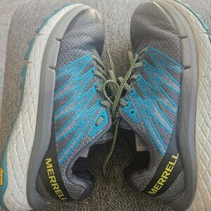 Merrell Vibram Grey Blue Running Gym Outdoor workout Hiking sneakers shoes 8.5